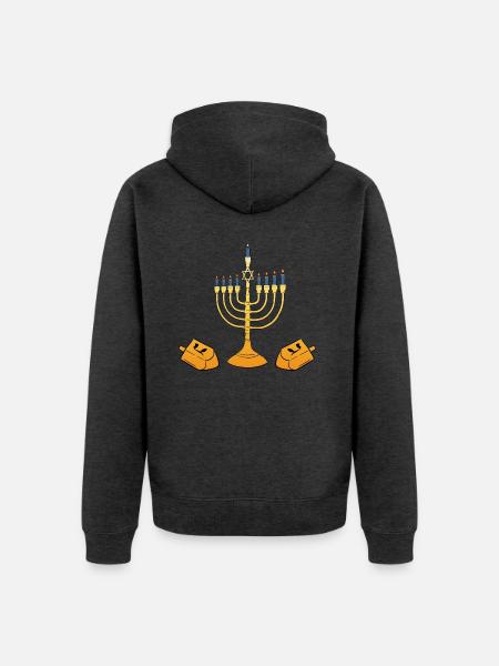 Menora - Unisex Premium Bio Zip Hoodie - Anthrazit meliert