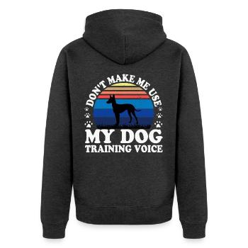 Cirneco Dell Etna Hund Liebe Silhouette Retro Sonnenuntergang - Unisex Premium Bio Zip Hoodie - Anthrazit meliert - Hinten - Nico (187cm)