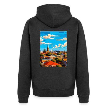 Adelaide Australien Vintage Reiseposter Souvenir - Unisex Premium Bio Zip Hoodie - Anthrazit meliert - Hinten - Nico (187cm)