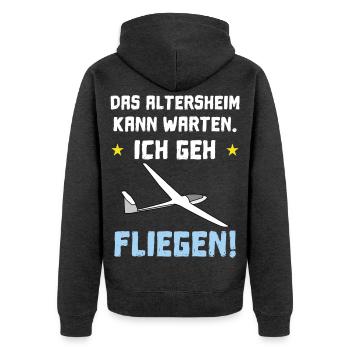 das altersheim kann warten - Unisex Premium Bio Zip Hoodie - Anthrazit meliert - Hinten - Nico (187cm)