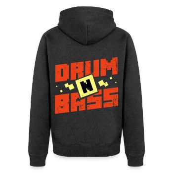 Druckvoller Bass Clubnacht Berlin - Unisex Premium Bio Zip Hoodie - Anthrazit meliert - Hinten - Nico (187cm)