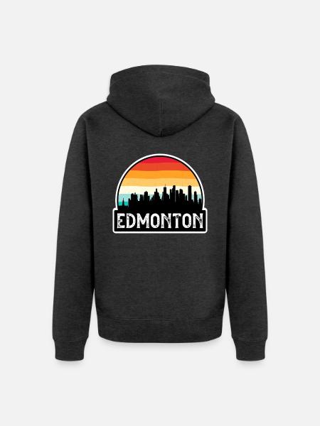 Edmonton Kanada Flagge Skyline Reisesouvenir - Unisex Premium Bio Zip Hoodie - Anthrazit meliert