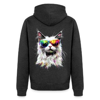 Angora Katze Weiße Angorakatze Süße Angora Katzen - Unisex Premium Bio Zip Hoodie - Anthrazit meliert - Hinten - Nico (187cm)