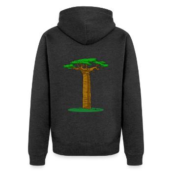 Baobab Tree - Unisex Premium Bio Zip Hoodie - Anthrazit meliert - Hinten - Nico (187cm)