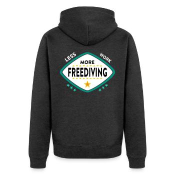 Freitauchen Tauchen - Unisex Premium Bio Zip Hoodie - Anthrazit meliert - Hinten - Nico (187cm)