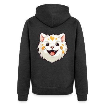 Laperm Katze Karikatur Aquarell Illustration - Unisex Premium Bio Zip Hoodie - Anthrazit meliert - Hinten - Nico (187cm)