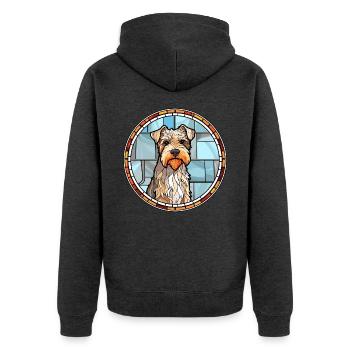 Sporting Lucas Terrier Hunderasse Buntglas Col - Unisex Premium Bio Zip Hoodie - Anthrazit meliert - Hinten - Nico (187cm)