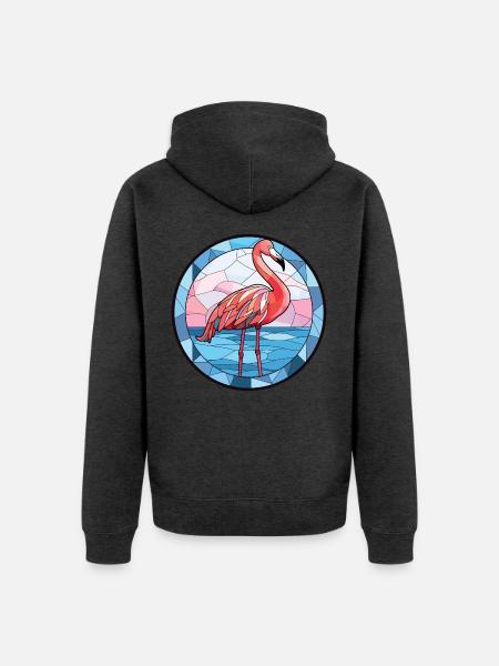 Flamingo Bunte Aquarell-Tierillustration - Unisex Premium Bio Zip Hoodie - Anthrazit meliert