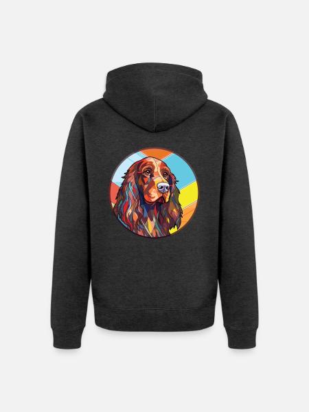 Deutsche Hunderasse Bunte Aquarell-Illustration - Unisex Premium Bio Zip Hoodie - Anthrazit meliert