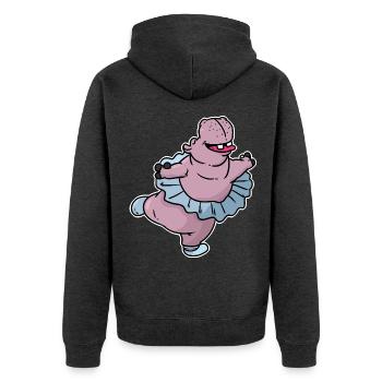 Anmutiges Nilpferd Ballettstar - Unisex Premium Bio Zip Hoodie - Anthrazit meliert - Hinten - Nico (187cm)