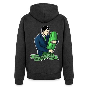 Knackiger Gurkenliebhaber Veganer - Unisex Premium Bio Zip Hoodie - Anthrazit meliert - Hinten - Nico (187cm)