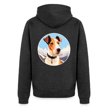 Foxterrier Glatte Hunderasse Cartoon Kawaii Waterc - Unisex Premium Bio Zip Hoodie - Anthrazit meliert - Hinten - Nico (187cm)