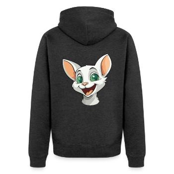 Donskoy Katze Karikatur Aquarell Illustration - Unisex Premium Bio Zip Hoodie - Anthrazit meliert - Hinten - Nico (187cm)