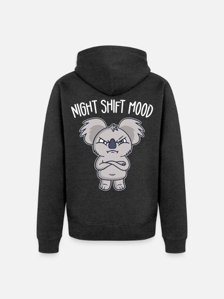 Koala Koalabär Schichtarbeiter Nachtschicht - Unisex Premium Bio Zip Hoodie - Anthrazit meliert