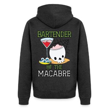 Barkeeper des Makabren Barkeeper Halloween - Unisex Premium Bio Zip Hoodie - Anthrazit meliert - Hinten - Nico (187cm)
