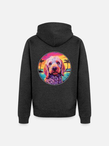 Pudelpointer Hunderasse bunte Karikatur Aquarell - Unisex Premium Bio Zip Hoodie - Anthrazit meliert