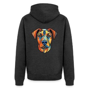 Berger De Beauce Hunderasse Aquarell Illustration - Unisex Premium Bio Zip Hoodie - Anthrazit meliert - Hinten - Nico (187cm)