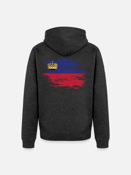 Liechtenstein Flagge used - Unisex Premium Bio Zip Hoodie - Anthrazit meliert