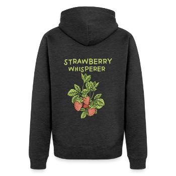 Erdbeeren Flüsterer - Unisex Premium Bio Zip Hoodie - Anthrazit meliert - Hinten - Nico (187cm)