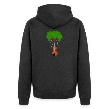 Violine - Unisex Premium Bio Zip Hoodie - Anthrazit meliert - Hinten - Nico (187cm)