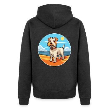 Sporting Lucas Terrier Hunderasse Cartoon Kawaii - Unisex Premium Bio Zip Hoodie - Anthrazit meliert - Hinten - Nico (187cm)