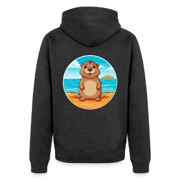 Gopher Aquarell Cartoon Kawaii Clipart Tier - Unisex Premium Bio Zip Hoodie - Anthrazit meliert - Hinten - Nico (187cm)