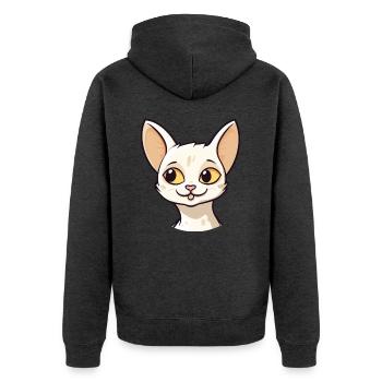 Javanische Katze Karikatur Aquarell Illustration - Unisex Premium Bio Zip Hoodie - Anthrazit meliert - Hinten - Nico (187cm)