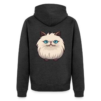 Himalaya-Katze-Karikatur-Aquarell-Illustration - Unisex Premium Bio Zip Hoodie - Anthrazit meliert - Hinten - Nico (187cm)