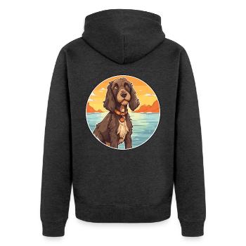 Pudelpointer Hund Rasse Cartoon Kawaii Clipart Hund - Unisex Premium Bio Zip Hoodie - Anthrazit meliert - Hinten - Nico (187cm)