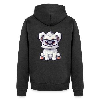 Miniatur Schnazuer Hunderasse Aquarell Cartoon K - Unisex Premium Bio Zip Hoodie - Anthrazit meliert - Hinten - Nico (187cm)