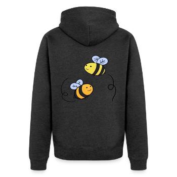 Baby Bee - Unisex Premium Bio Zip Hoodie - Anthrazit meliert - Hinten - Nico (187cm)