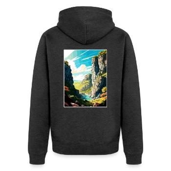 Cheddar Gorge England Vintage Reiseposter WPA - Unisex Premium Bio Zip Hoodie - Anthrazit meliert - Hinten - Nico (187cm)