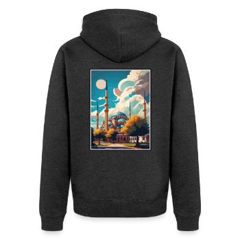 Edirne Türkei Vintage Reiseposter WPA Souvenir - Unisex Premium Bio Zip Hoodie - Anthrazit meliert - Hinten - Nico (187cm)