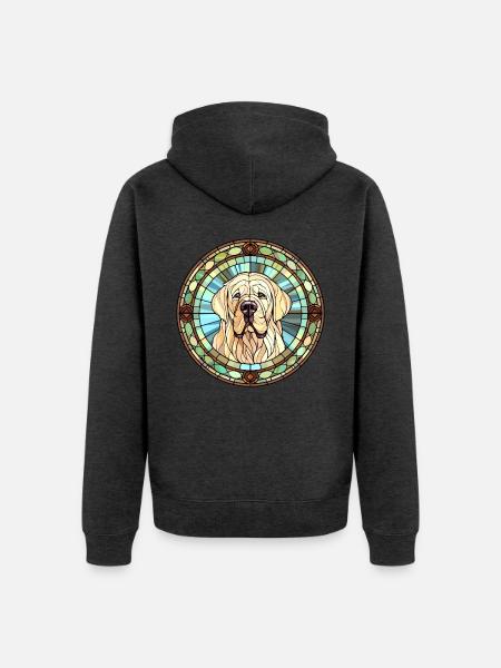 Pyrenäen-Mastiff-Hunderasse Buntglas Bunt - Unisex Premium Bio Zip Hoodie - Anthrazit meliert