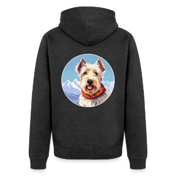 Sportliche Lucas Terrier Hunderasse Cartoon Kawaii Wa - Unisex Premium Bio Zip Hoodie - Anthrazit meliert - Hinten - Nico (187cm)