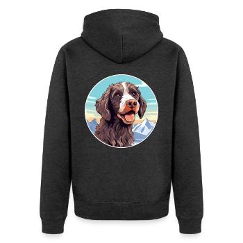 Pudelpointer Hunderasse Cartoon Kawaii Aquarell - Unisex Premium Bio Zip Hoodie - Anthrazit meliert - Hinten - Nico (187cm)