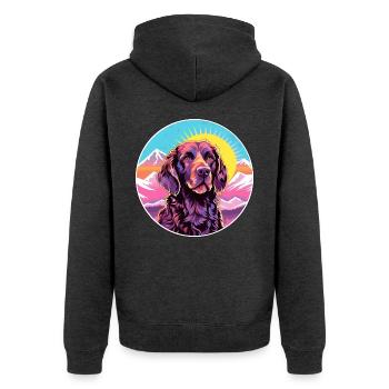 Pudelpointer Hunderasse Cartoon Kawaii Aquarell - Unisex Premium Bio Zip Hoodie - Anthrazit meliert - Hinten - Nico (187cm)