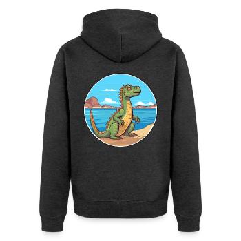 Basilisk Aquarell Cartoon Kawaii Clipart Tier - Unisex Premium Bio Zip Hoodie - Anthrazit meliert - Hinten - Nico (187cm)