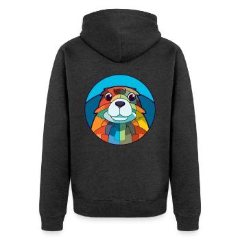 Gopher Buntglas Bunte Karikatur Kawaii Anima - Unisex Premium Bio Zip Hoodie - Anthrazit meliert - Hinten - Nico (187cm)