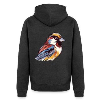 Sperling Buntes Aquarell Cartoon Kawaii Tier - Unisex Premium Bio Zip Hoodie - Anthrazit meliert - Hinten - Nico (187cm)