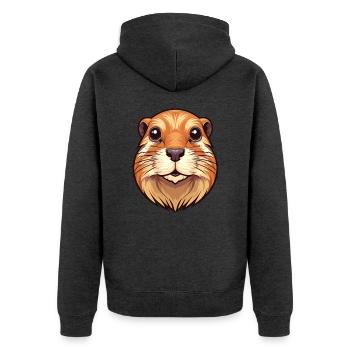 Gopher Buntes Aquarell Cartoon Kawaii Tier - Unisex Premium Bio Zip Hoodie - Anthrazit meliert - Hinten - Nico (187cm)