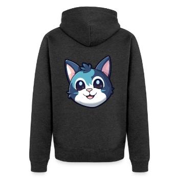Ägäische Katze Karikatur Aquarell Illustration - Unisex Premium Bio Zip Hoodie - Anthrazit meliert - Hinten - Nico (187cm)