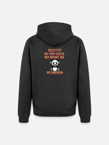 Niedlicher Panda Gaming Zocker Computer PC - Unisex Premium Bio Zip Hoodie - Anthrazit meliert