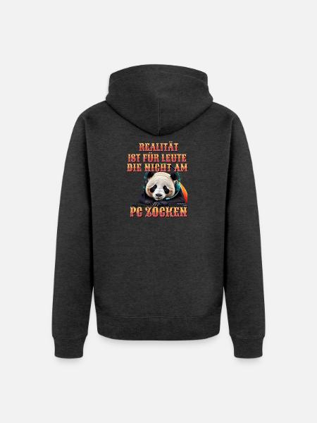 Niedlicher Panda Gaming Zocker Computer PC - Unisex Premium Bio Zip Hoodie - Anthrazit meliert