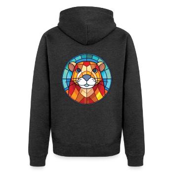 Gopher Buntes Aquarell Tier Haustier Illustration - Unisex Premium Bio Zip Hoodie - Anthrazit meliert - Hinten - Nico (187cm)