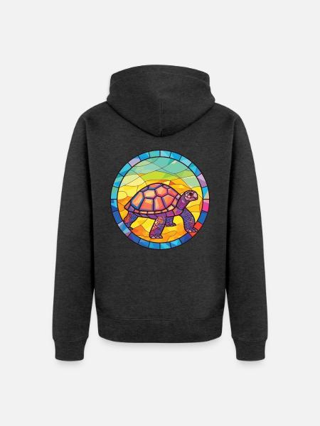 Bunte Aquarell-Tierillustration der Schildkröte - Unisex Premium Bio Zip Hoodie - Anthrazit meliert