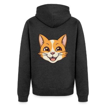 Deutsche Rex-Katze-Karikatur Aquarell-Illustration - Unisex Premium Bio Zip Hoodie - Anthrazit meliert - Hinten - Nico (187cm)
