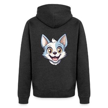 Donskoy Katze Karikatur Aquarell Illustration - Unisex Premium Bio Zip Hoodie - Anthrazit meliert - Hinten - Nico (187cm)