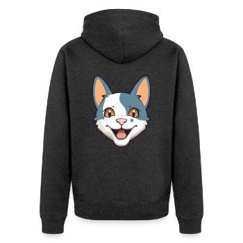Deutsche Rex-Katze-Karikatur Aquarell-Illustration - Unisex Premium Bio Zip Hoodie - Anthrazit meliert - Hinten - Nico (187cm)