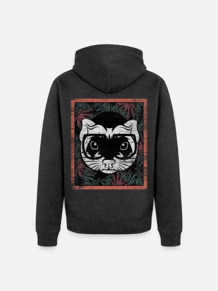 Neugieriges Frettchen Hawaiiurlaub - Unisex Premium Bio Zip Hoodie - Anthrazit meliert